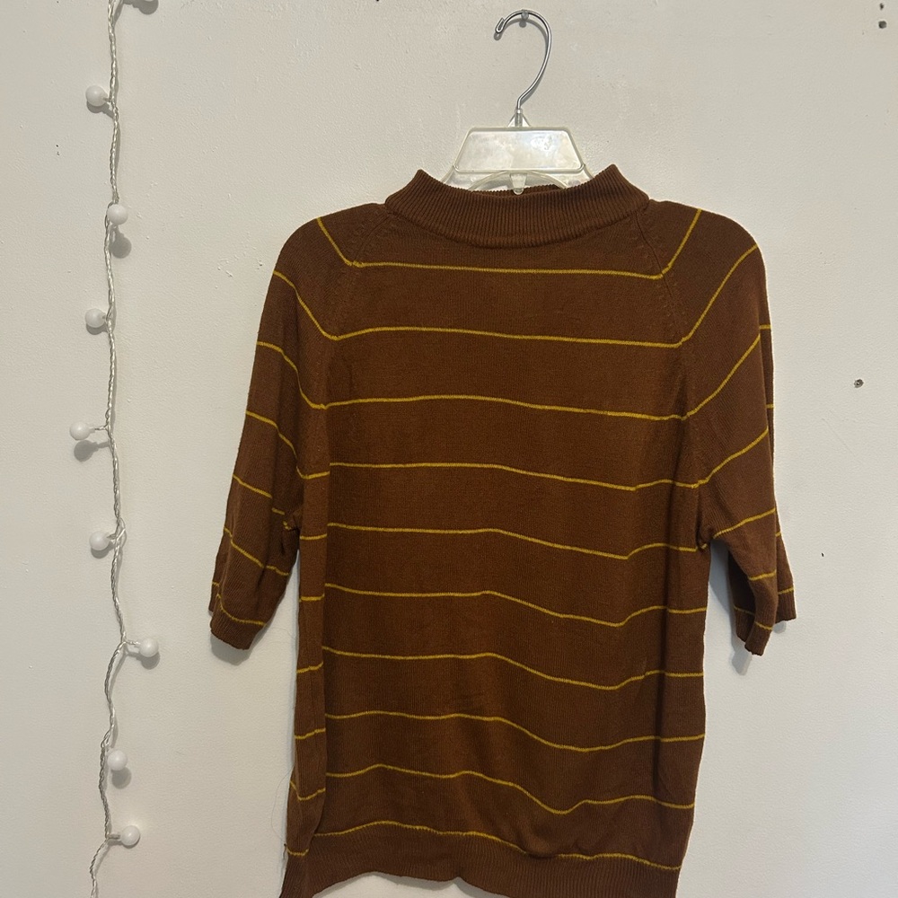 Brown Striped Short Sleeve Tee